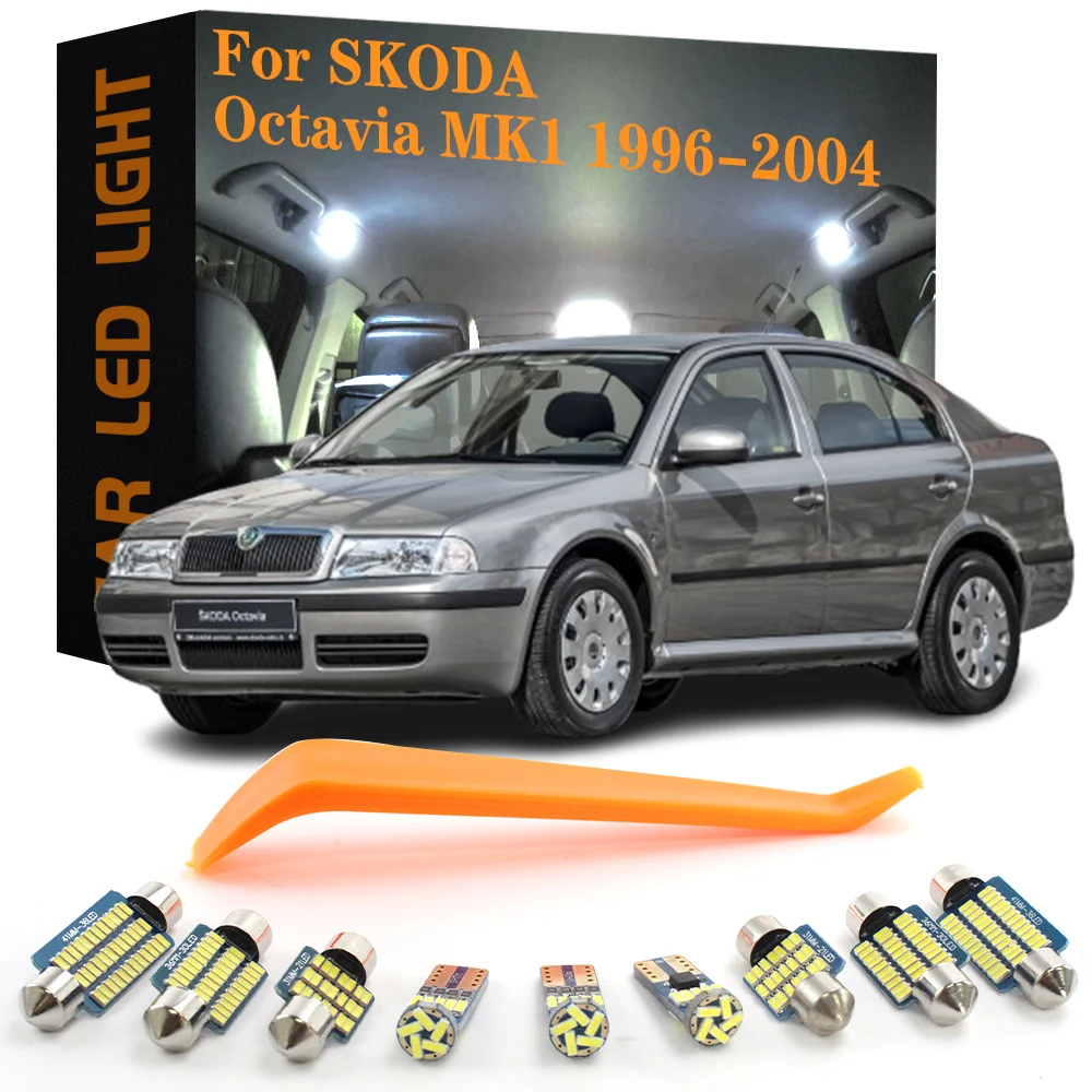 9 Uds luces interiores LED para coche Canbus para Skoda Octavia 1 MK1 1U 1U2 1U5 Sedan Combi 1996 1997 1998 1999 2000 2001 2002 2003 2004