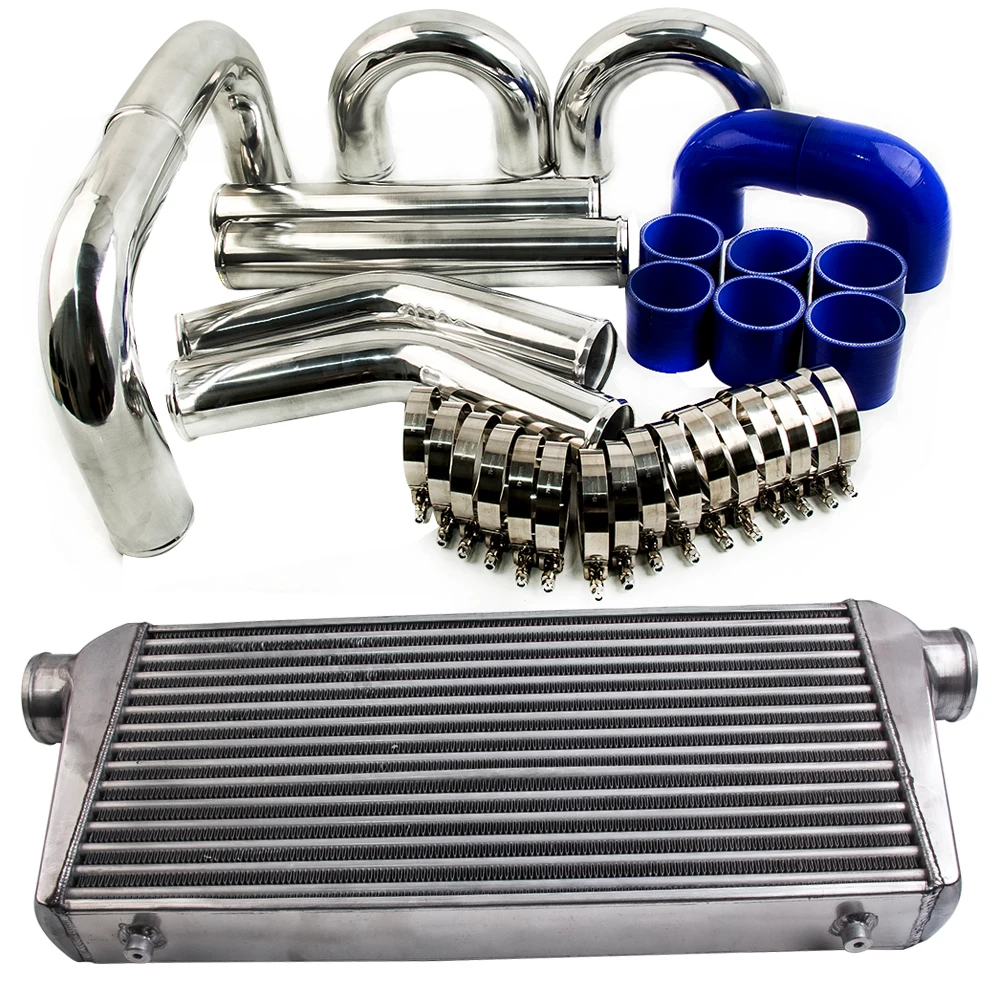 Kit intercooler universal con tubo aluminio y manguera silicona