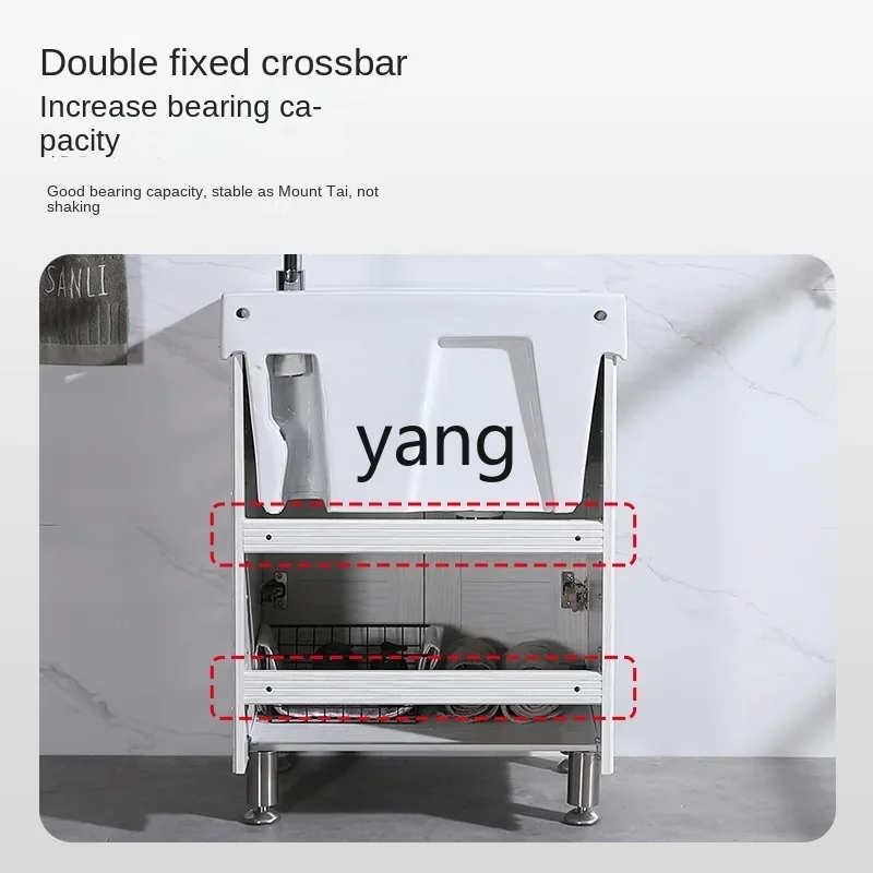 Lavabo cerámico ultra profundo LH para lavandería con mueble de aluminio - imagen 4