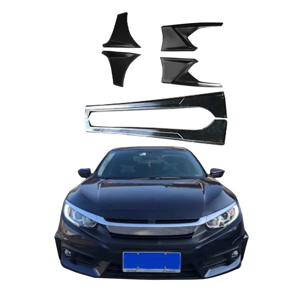 Para Honda Civic 2016-2017 esquina delantera esquina trasera dos estilos falda lateral Material ABS modificar directo de fábrica kit de carrocería de coche