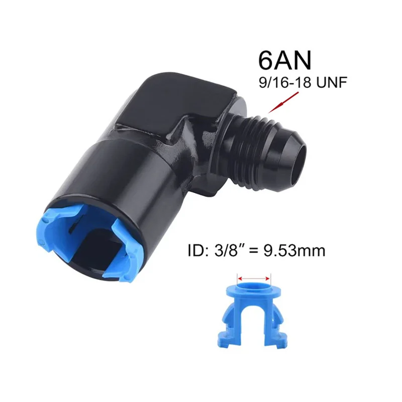Racor EFI AN6 macho a SAE hembra 5/16”/3/8”, 90° de conexión rápida - imagen 3