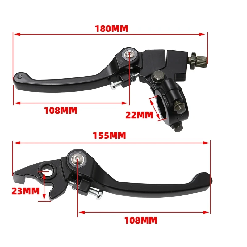 Manija de palanca de embrague de aleación de aluminio izquierda para motocicleta, adecuada para HONDA KTM, YAMAHA, KAWASAKI, SUZUKI, KAYO, Pit Bike, ATV, 22mm, 7/8 pulgadas - imagen 2