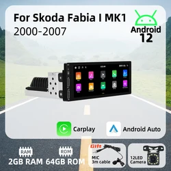 Radio Android 1 DIN con CarPlay para Skoda Fabia I 2000-2007