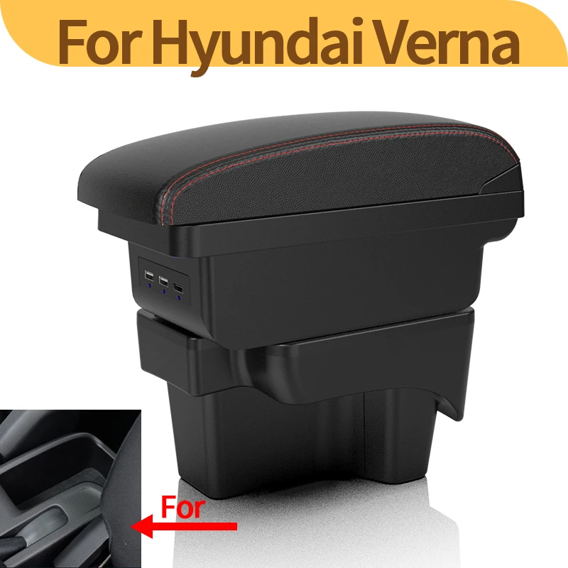 Reposabrazos con USB y almacenamiento de doble nivel para Hyundai Verna