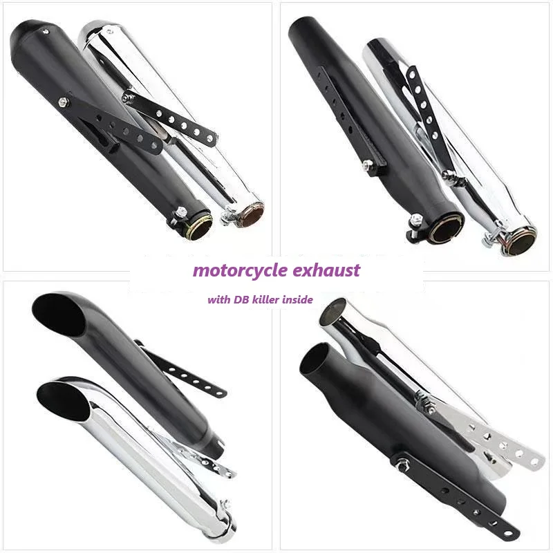 Silenciador escape moto Café Racer retro aceroinoxidable