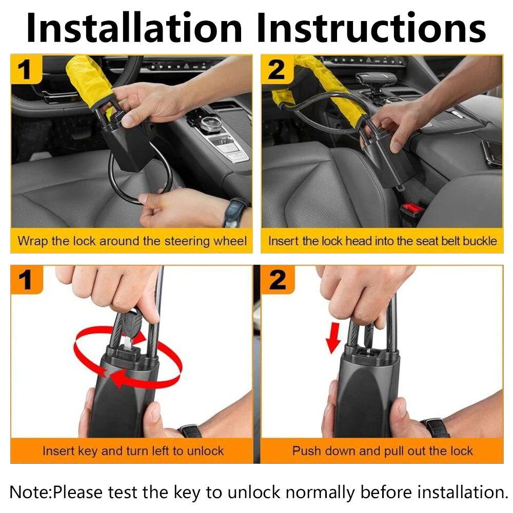 Antirrobo universal para volante STW049 con cable de acero - imagen 5
