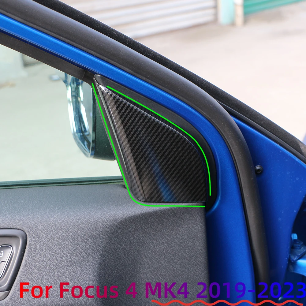 2 unids/set un Pilar Audio altavoz decoración embellecedora pegatina para Ford New Focus 4 MK4 2019-2023 accesorios de coche fibra de carbono - imagen 2