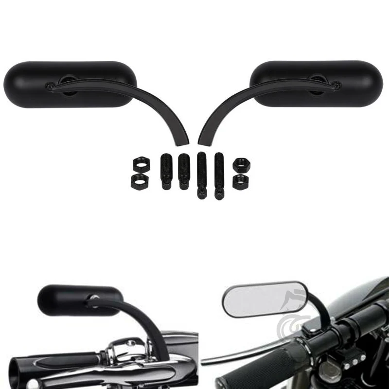 Espejo retrovisor cuadrado para motocicleta, espejo lateral ovalado para Harley Touring Electra Glide Dyna Fatboy Softail Breakout Sportster
