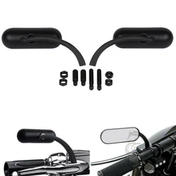 Espejo retrovisor cuadrado para motocicleta, espejo lateral ovalado para Harley Touring Electra Glide Dyna Fatboy Softail Breakout Sportster