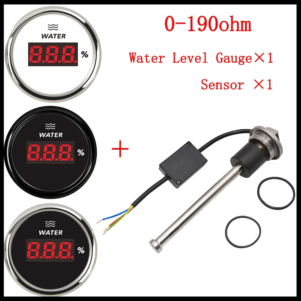 Medidor de nivel de agua 52 mm 190 Ω con luz roja – indicador digital para coche
