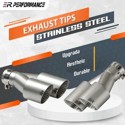 Punta de silenciador de coche de acero inoxidable doble mate, sistema de punta de escape, punta de escape Universal, 60MM, 63mm, boquilla GTI MK7 Golf7, 1 Uds.