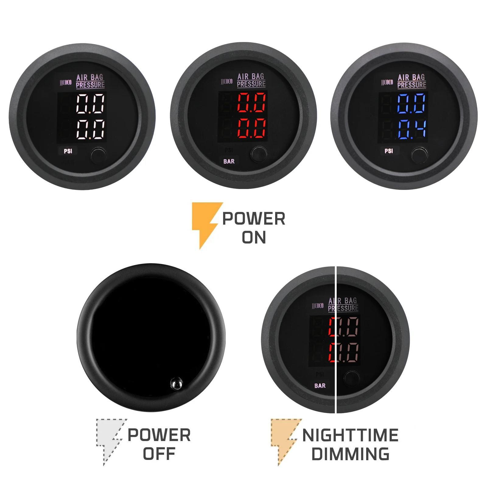 Manómetro presión aire suspensión neumática universal 12V/24V – barra PSI - imagen 2