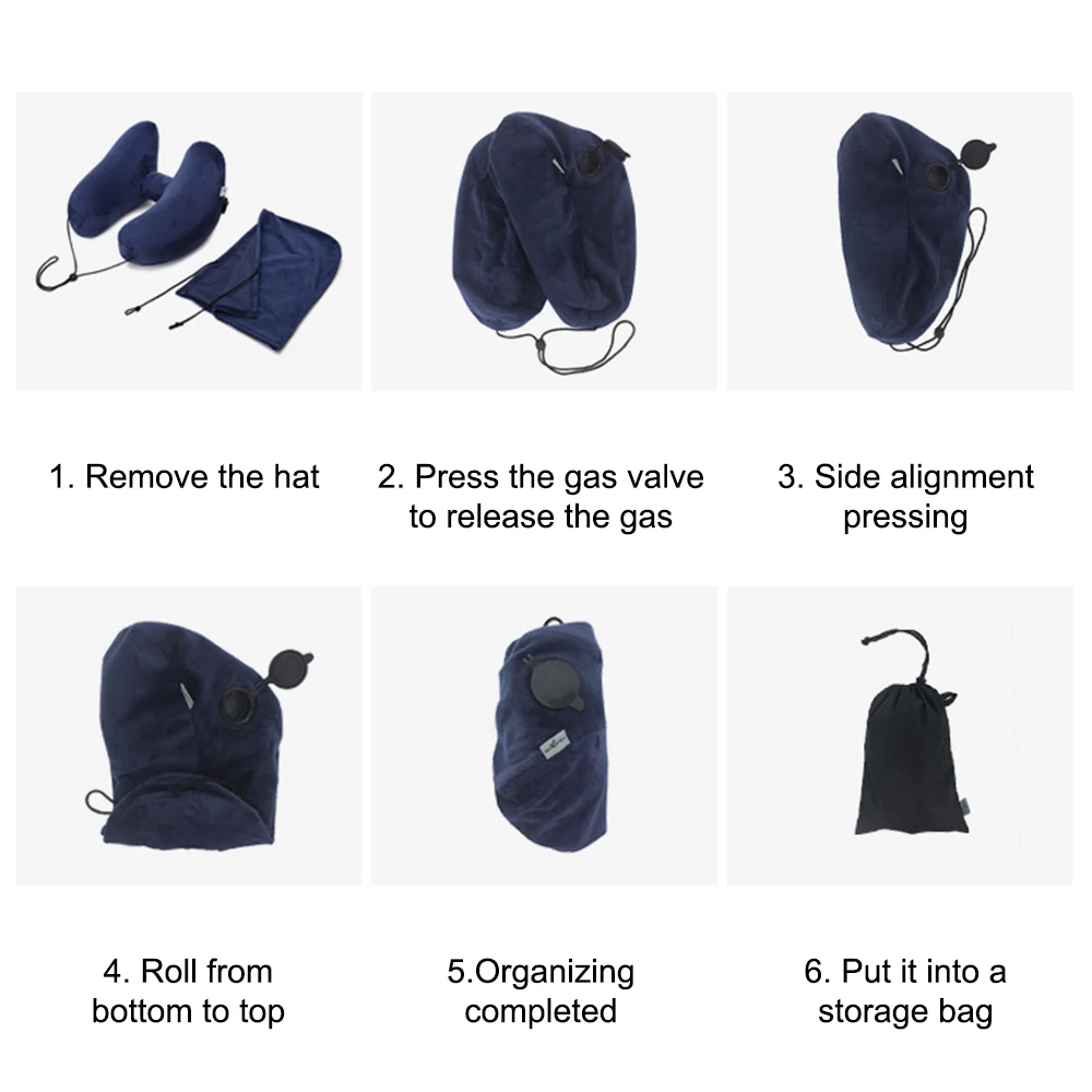 Almohada cervical inflable de viaje con capucha para coche - imagen 5