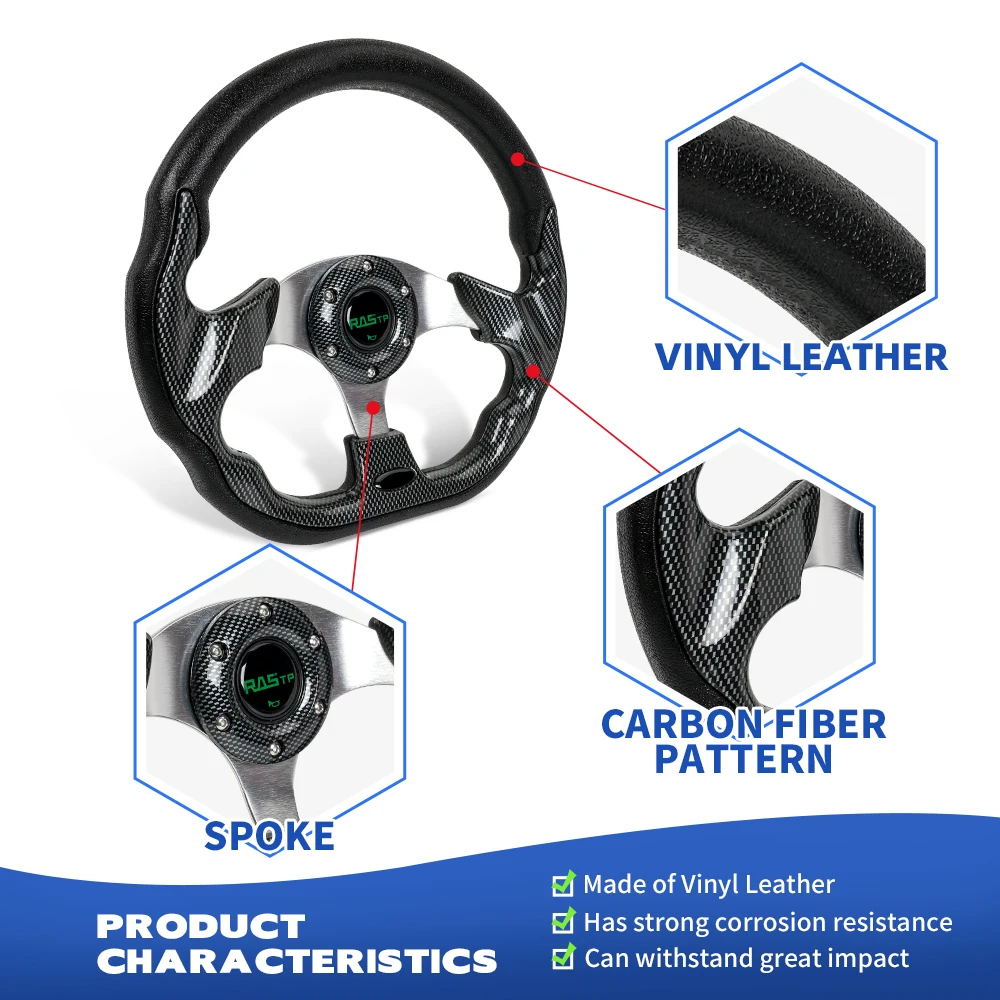 Bartoo-12.5 "volante de carreras Universal en forma de D con Kit adaptador de liberación rápida accesorios de modificación de coche STW031 - imagen 3