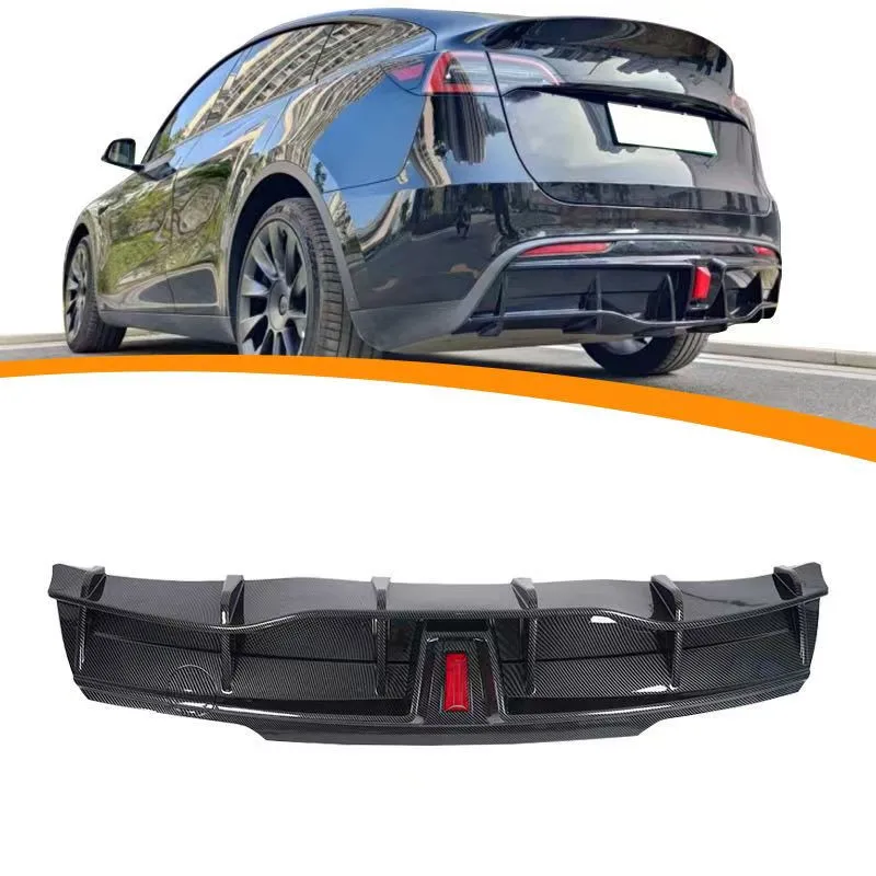 Difusor parachoques trasero Tesla Model Y carbono negro exterior - imagen 4