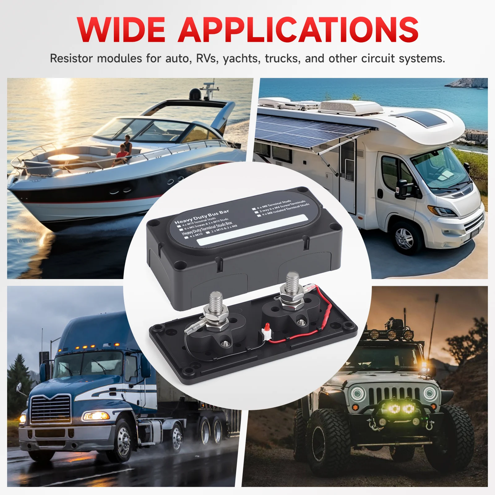 Barra colectora marina 12-48 V 300 A para camión, coche y barco - imagen 5