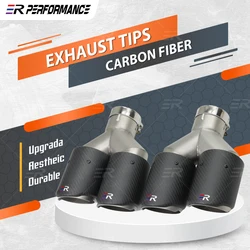 Punta de escape ER doble salida 89 mm en fibra de carbono mate universal