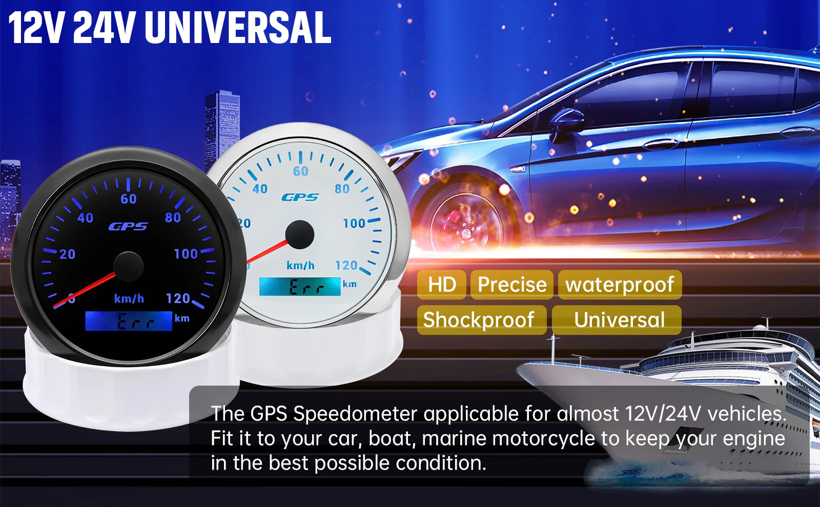 Esfera del velocímetro GPS con retroiluminación multicolor