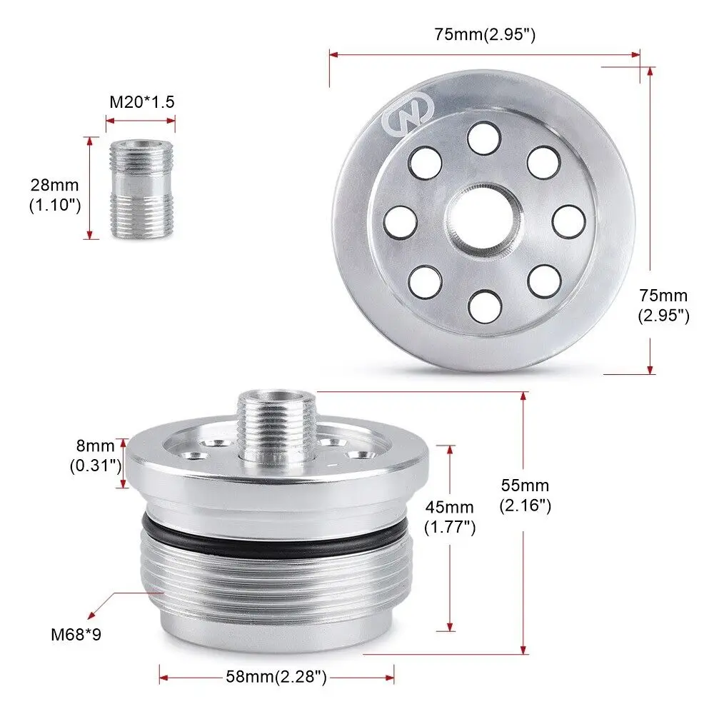 Adaptador sándwich para filtro de aceite Billet – Smart Fortwo 450 - imagen 3