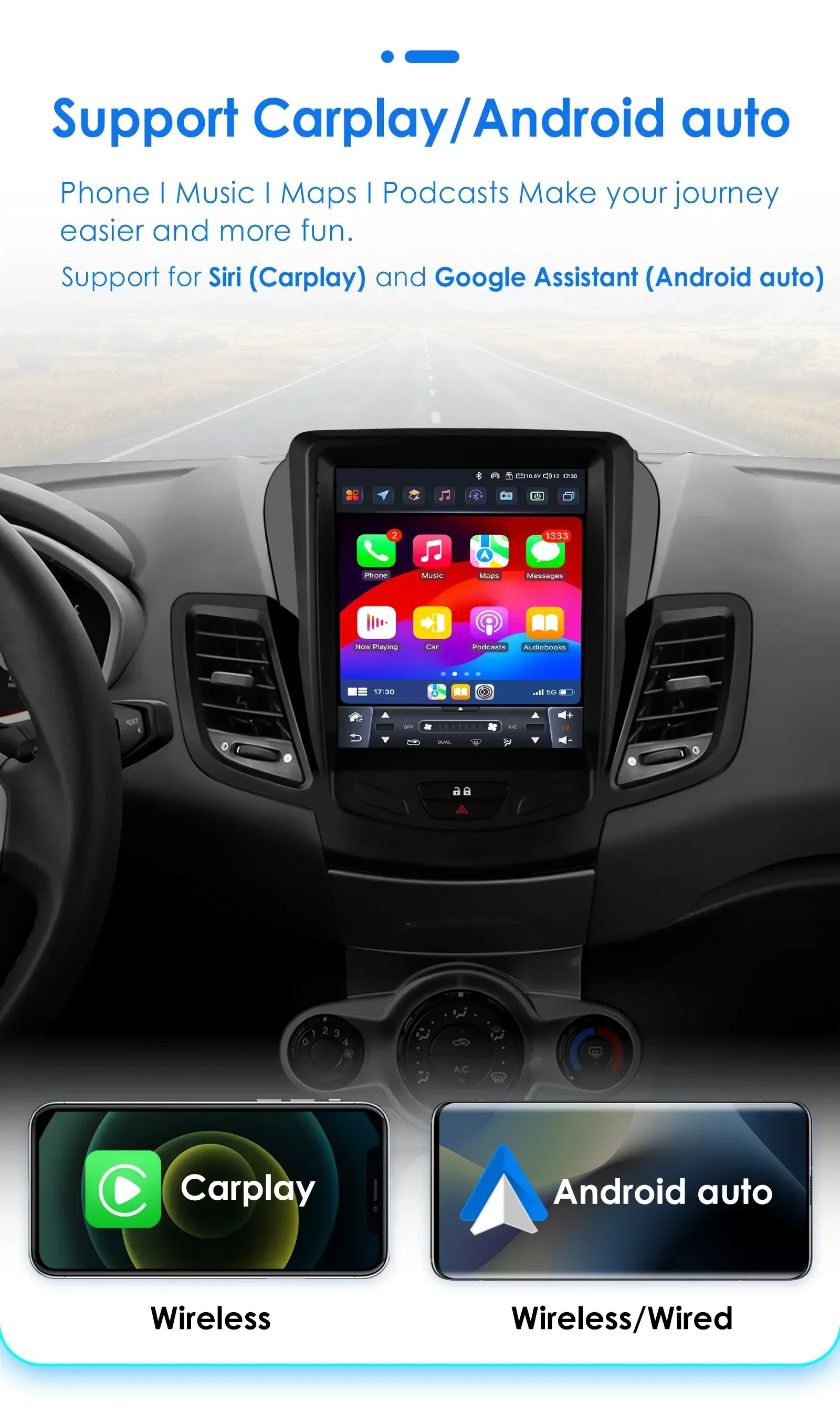 Autoradio Android 13 2DIN GPS Ford Fiesta MK7 2009-2016 Pantalla táctil - imagen 3