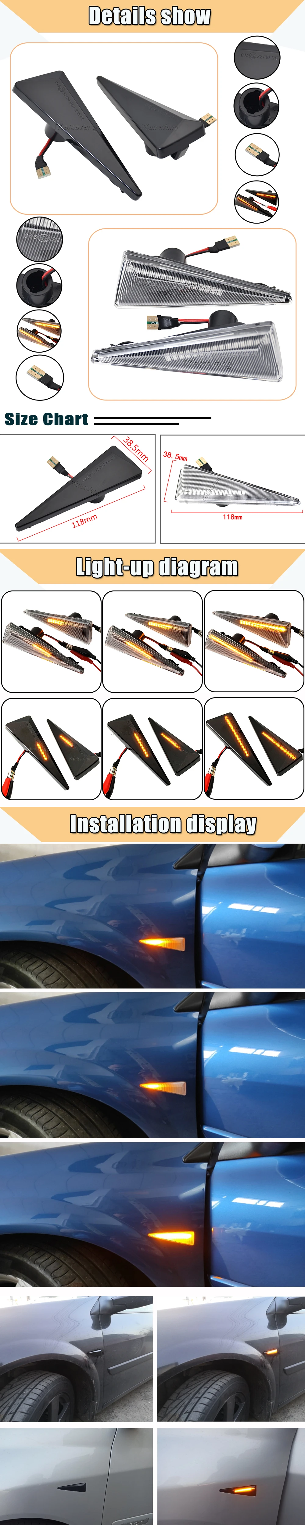 Vista frontal de intermitente LED dinámico