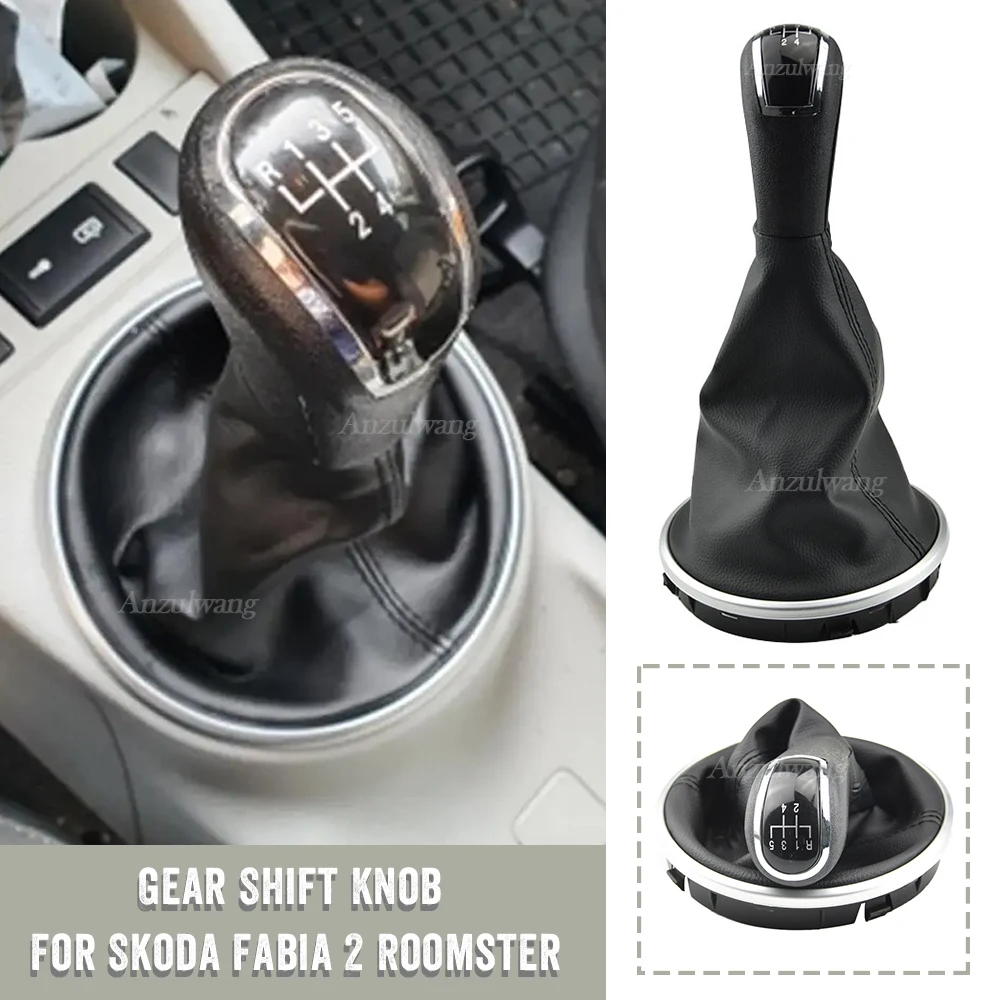 Perilla de cambio con fuelle de cuero para Skoda Fabia 2 y Roomster
