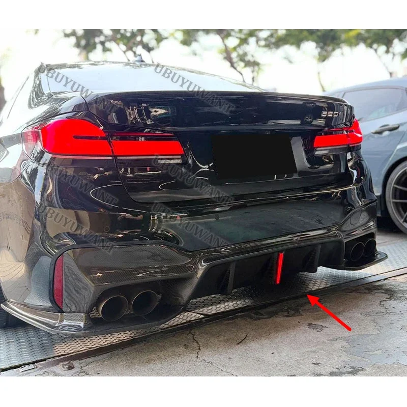 Para BMW 5 Series M5 F90 G30 G38 3D con luces estilo labio trasero de carbono difusor de parachoques trasero divisor trasero alerón - imagen 2