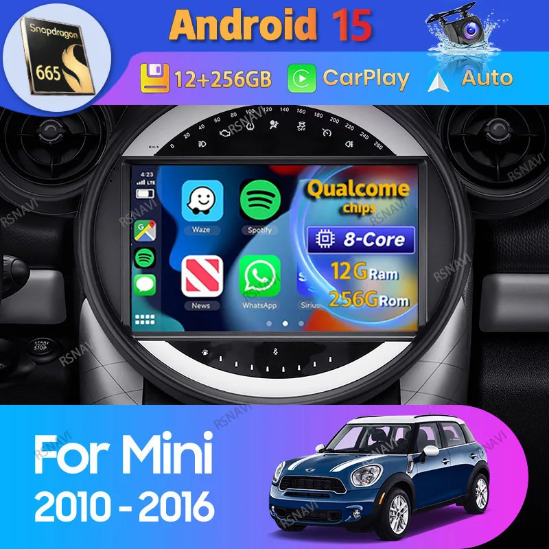 Radio Android 15 para MINI 2010-2016 con CarPlay, Android Auto y GPS