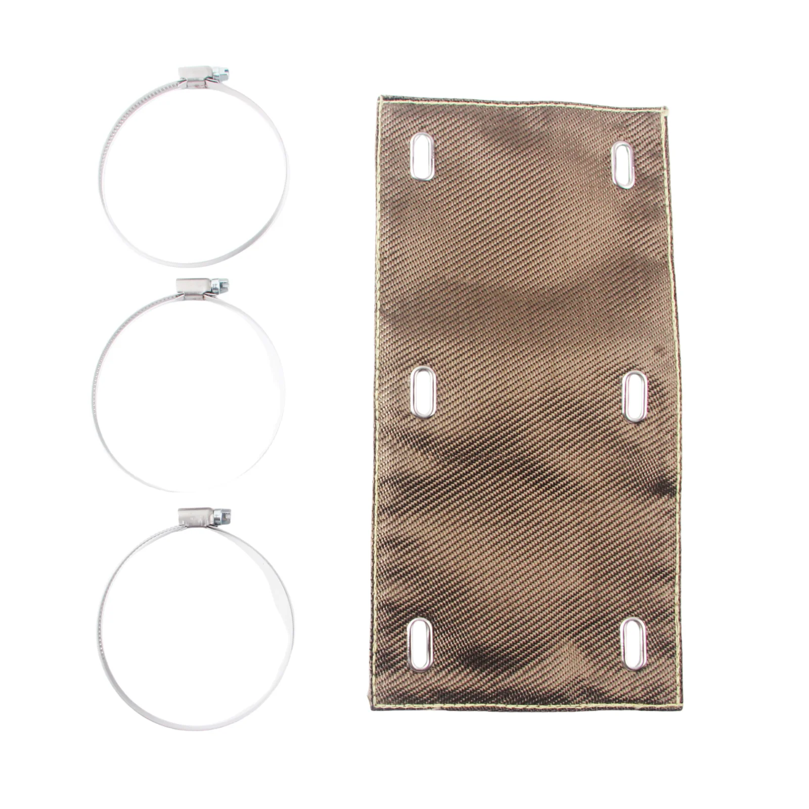 Diseño de protección de tubo de fibra de basalto de color titanio Escudo térmico de escape de 6" x 12" - imagen 4