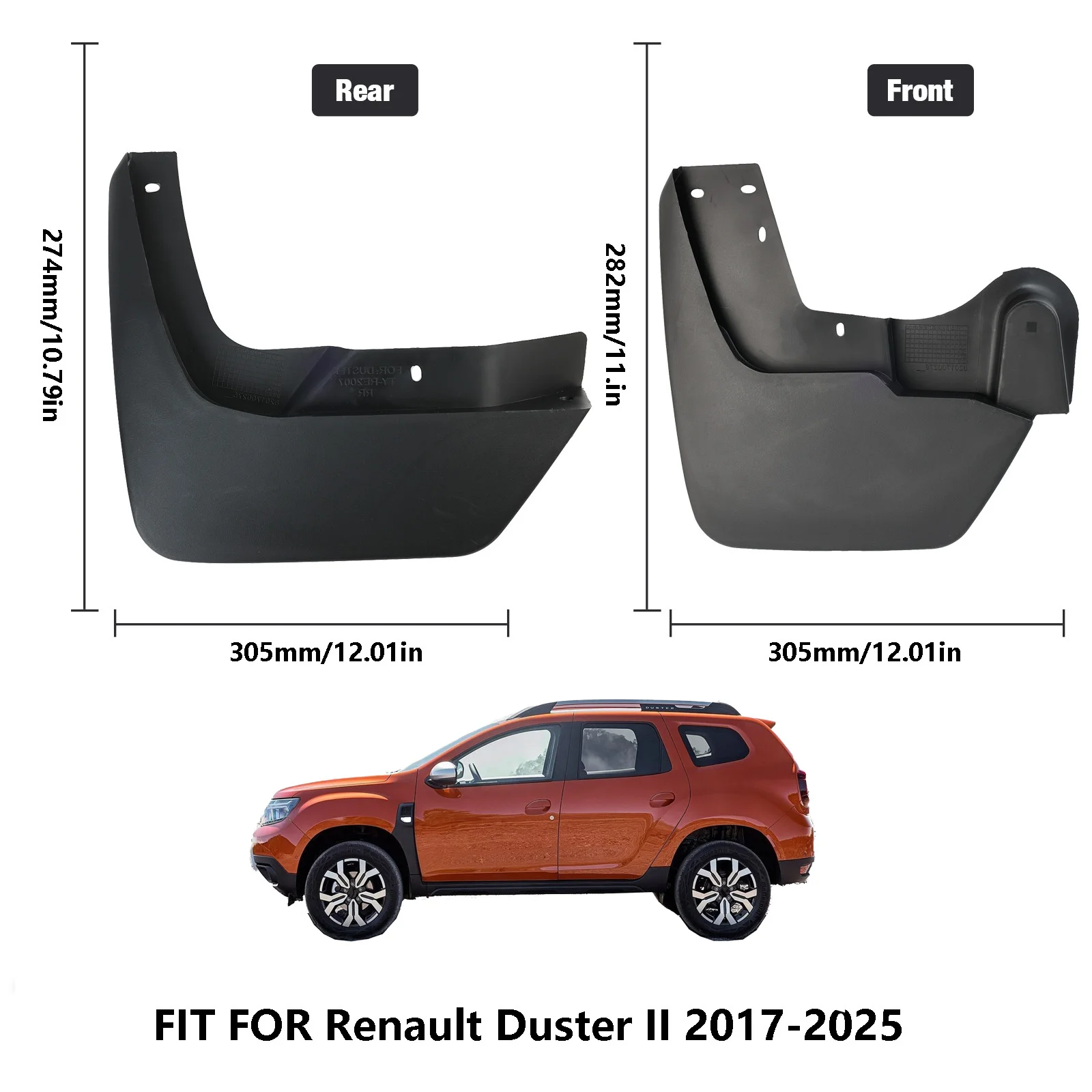 Protectores antipiedras Renault Duster II 2017-2023 – Delantero y trasero - imagen 3