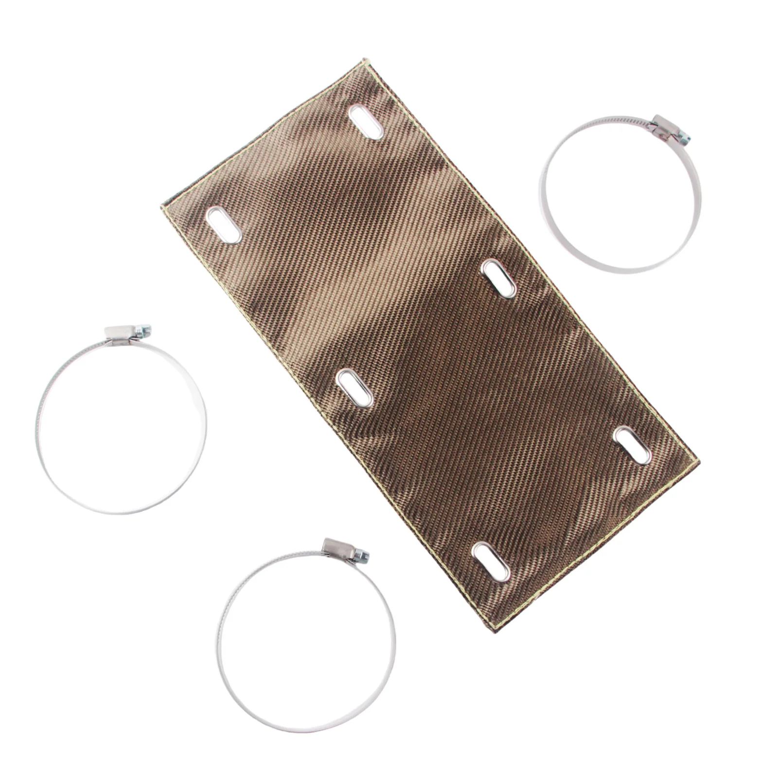 Diseño de protección de tubo de fibra de basalto de color titanio Escudo térmico de escape de 6" x 12" - imagen 3