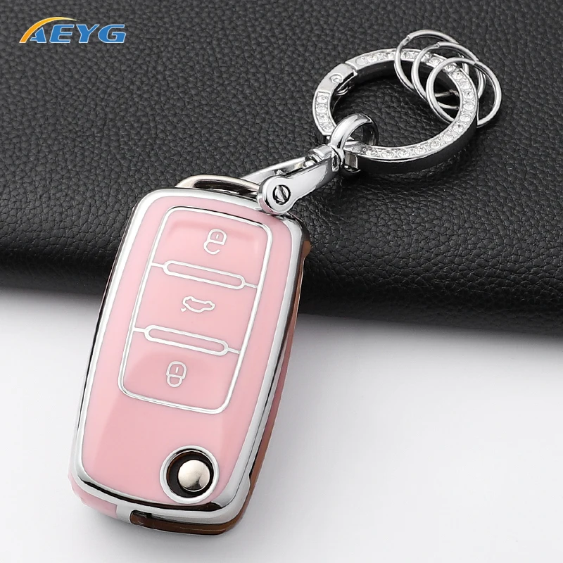 Funda de TPU para llave de coche, carcasa completa para Volkswagen, VW, Bora, Polo, Tiguan, Jetta Passat, B5, B6, B7, Golf Beetle, Skoda, Octavia - imagen 3