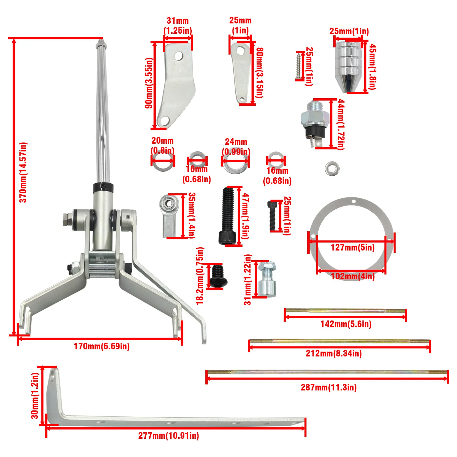 Kit palanca cambios TH350 Turbo 350 GM - 12 pulgadas - imagen 2