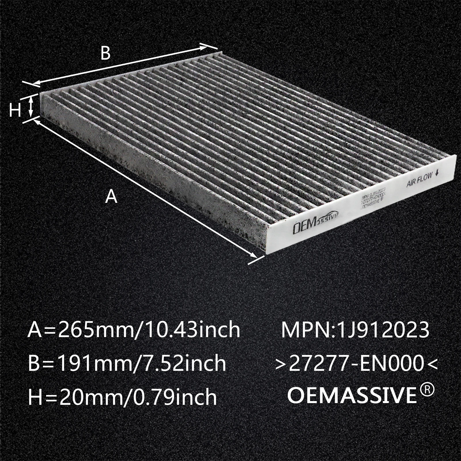 Filtro de habitáculo de carbón activo 27277-EN000 para Nissan Qashqai - imagen 4