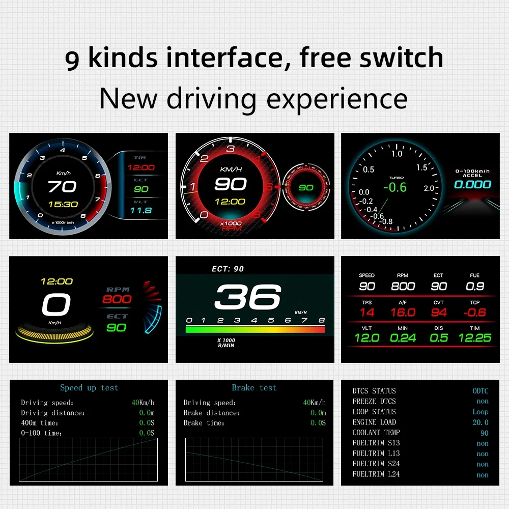 HUD OBD2 GPS F9-OBD con velocímetro digital, alerta, consumo y temperatura - imagen 5