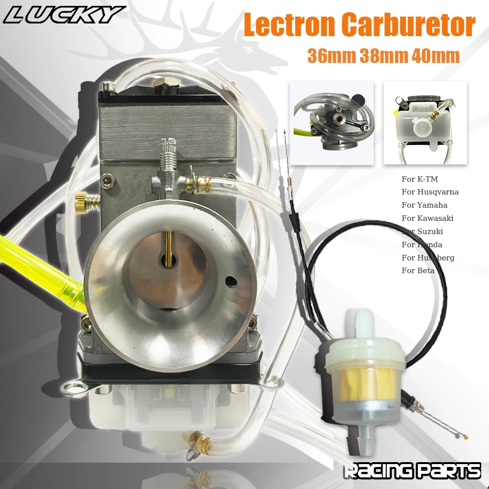 Carburador Lectron ajustable de 38/40 mm con cable para motocross