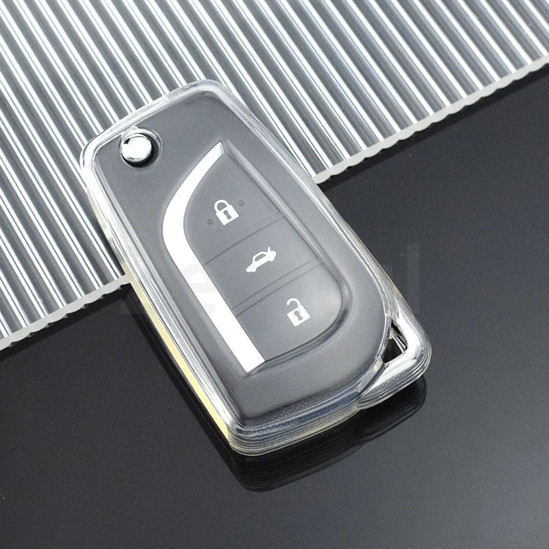 Otra vista de la funda transparente para llave Toyota