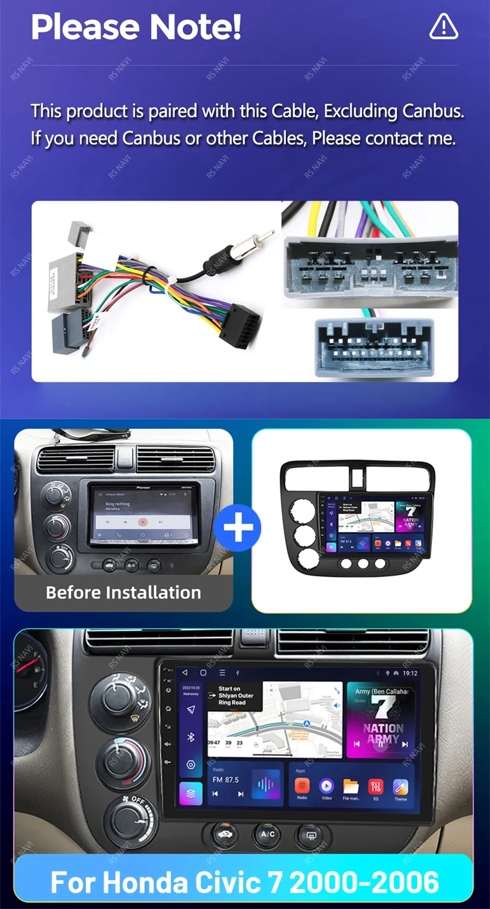 Radio Android 15 para Honda Civic 7