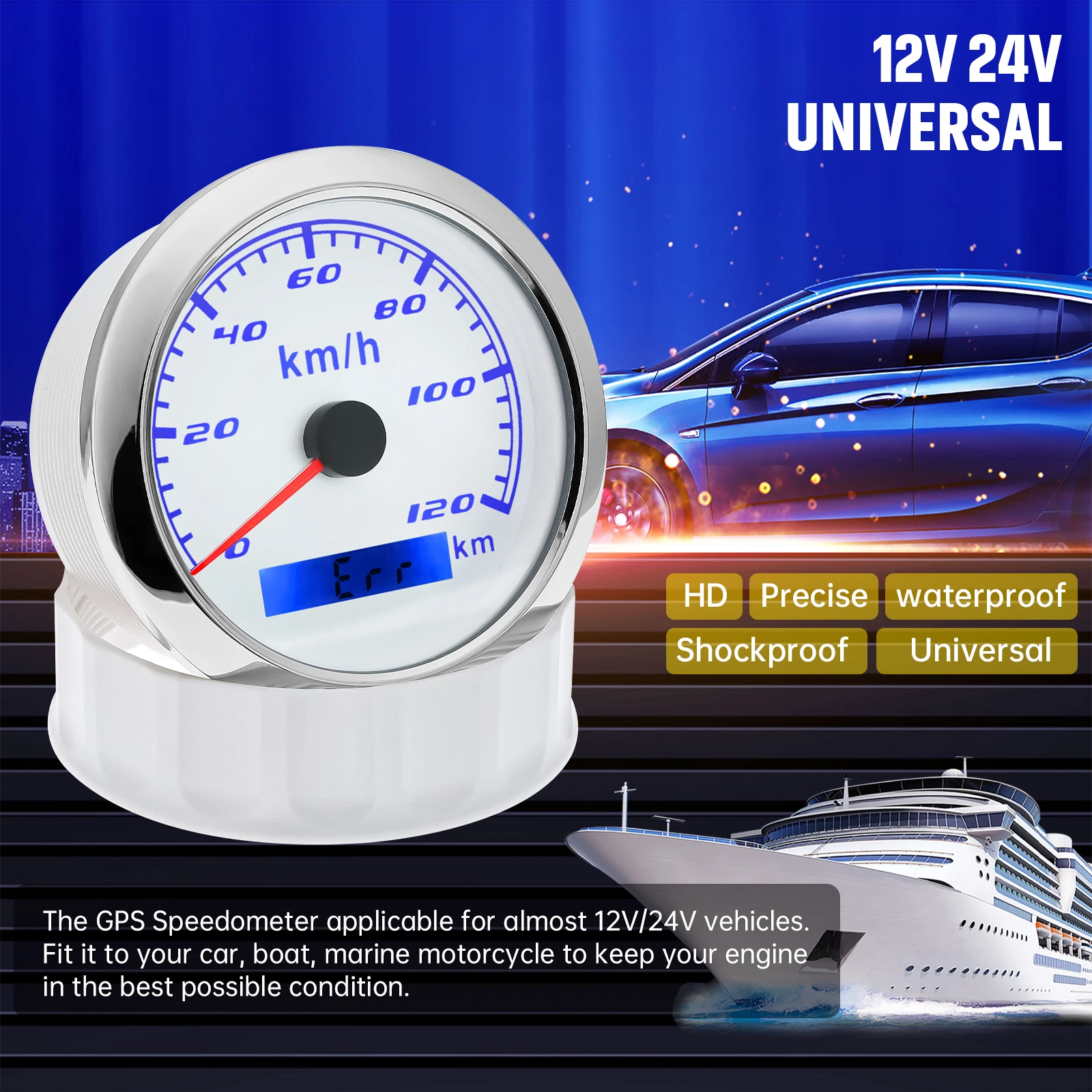 Velocímetro GPS impermeable LED multicolor para coche y barco - imagen 3