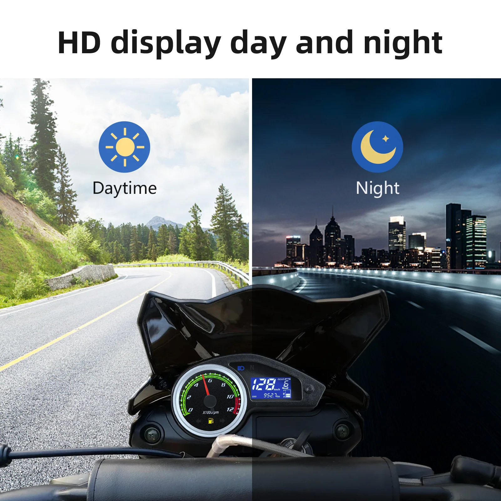 Velocímetro digital LCD universal para moto con odómetro y tacómetro - imagen 4