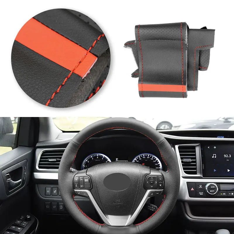 Embellecedor de volante de cuero negro y rojo – Highlander/Sienna