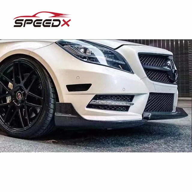 Para W218 R estilo Kit de carrocería de labio delantero de carbono W218 estilo R labio de parachoques delantero de fibra de carbono - imagen 3