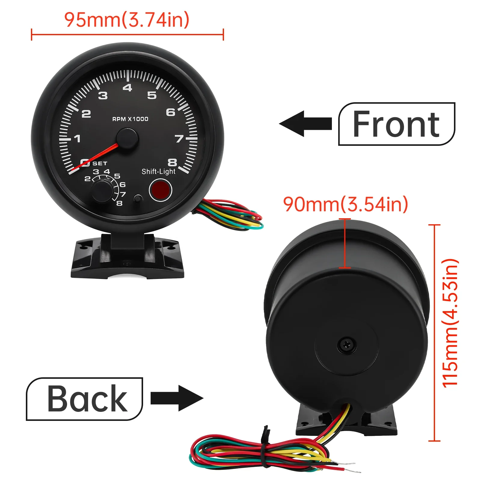 Tacómetro digital racing retroiluminación multicolor 12V universal - imagen 2