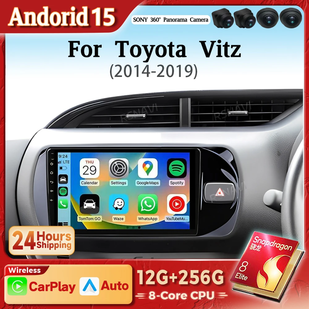 Autorradio Android 15 CarPlay 2K para Toyota Vitz III XP130