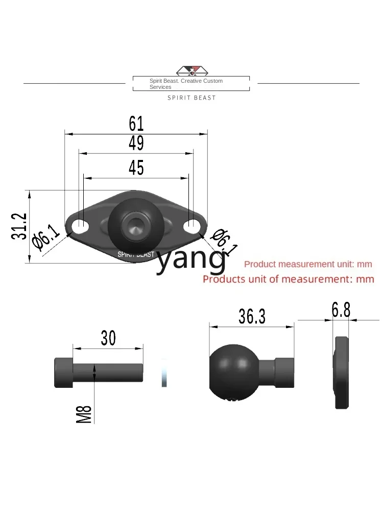CX Soporte de bola para móvil coche consola central 25.4 mm - imagen 5