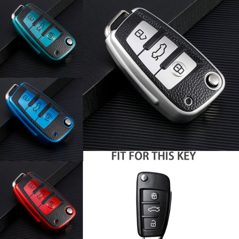 Funda cuir TPU llave pliable Audi A3 A4 A6 TT Q3 Q7