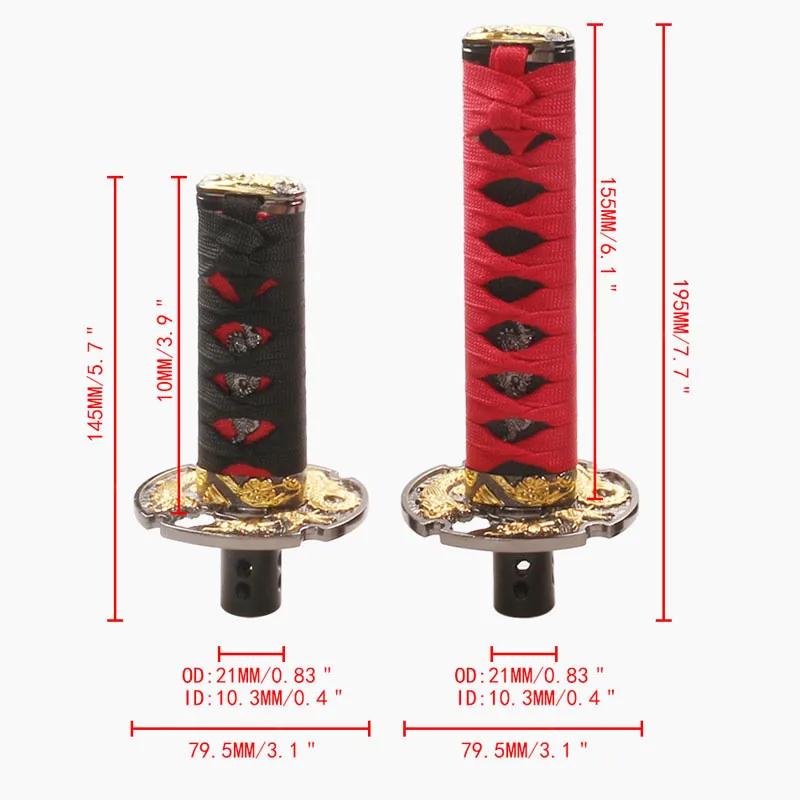 Pomo de cambio Katana Samurai dorado para coche - imagen 5
