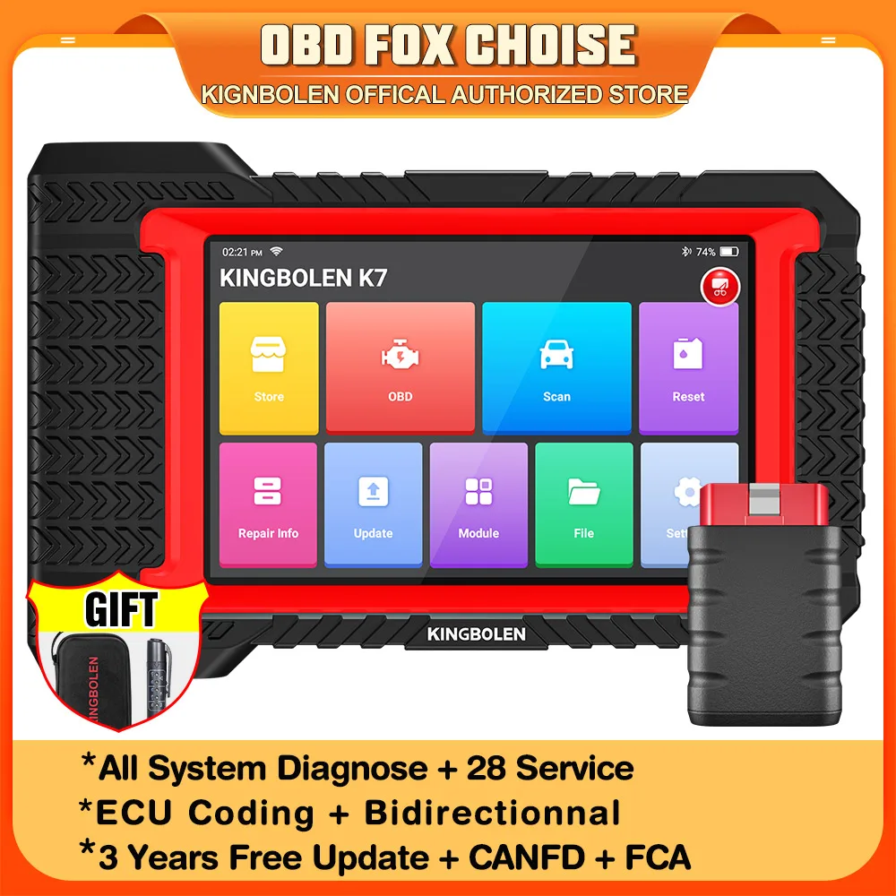 KINGBOLEN K7 escáner OBD2 con codificación ECU y pruebas activas