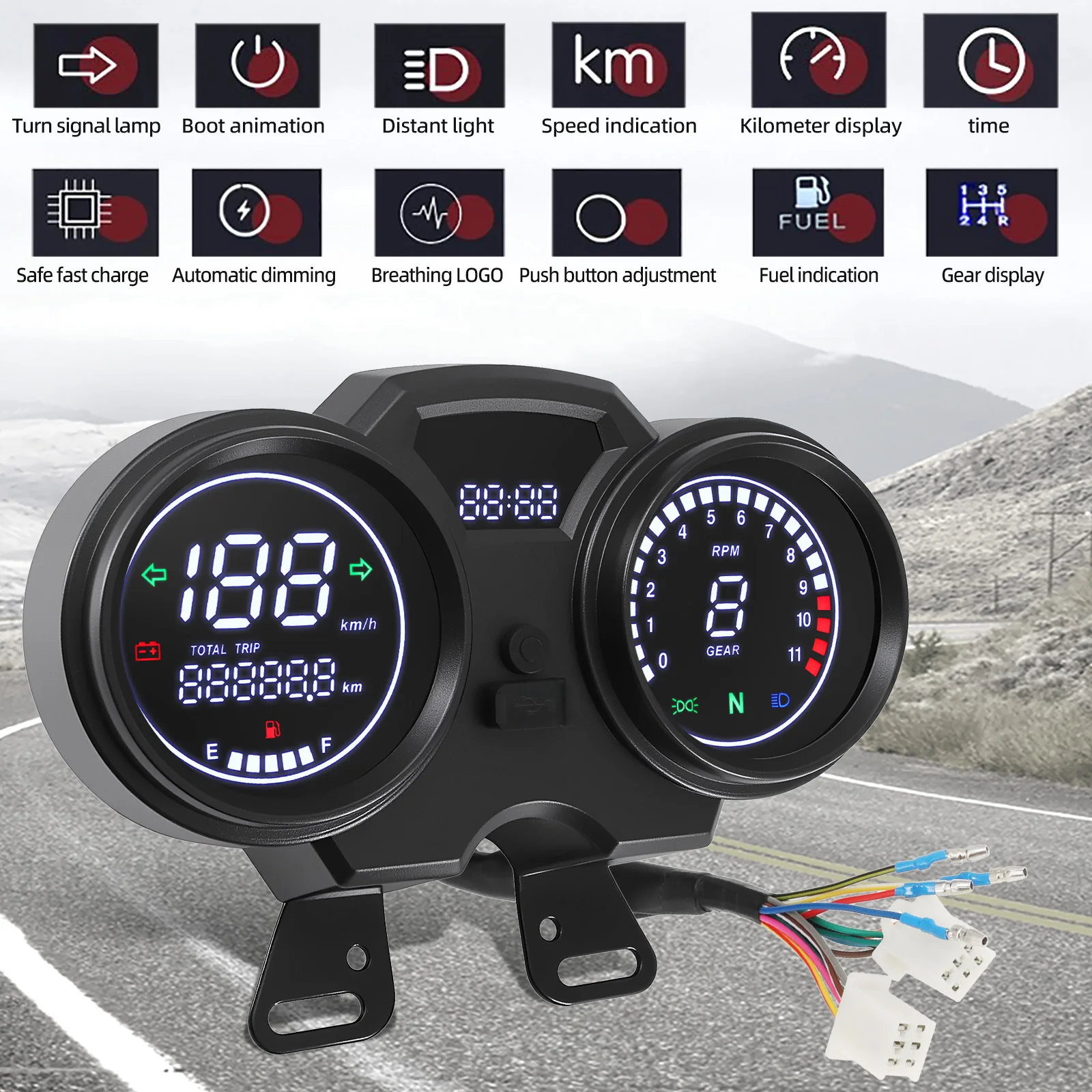 Pantalla digital con indicador de marchas e intermitentes