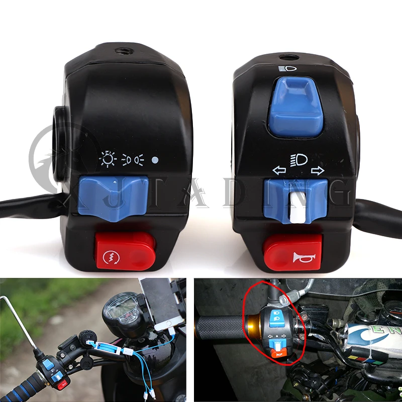 1 Uds. Interruptor de Control de manillar de motocicleta Scooter Eléctrico de aluminio de 22mm botón de bocina interruptor de arranque de faro de señal de giro
